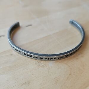 Silver Engraved Cuff Bracelet, Nature Quote